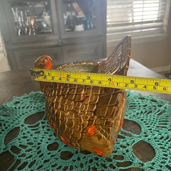 Thanksgiving Pottery Glazed Turkey Dish with Lid 7inches - Picture 10 of 11